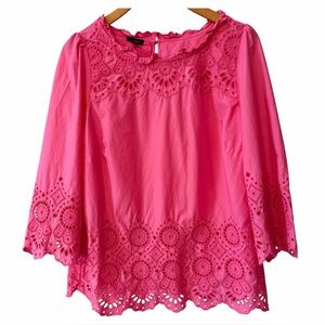 Talbots Hot Pink Eyelet Blouse | Size S
